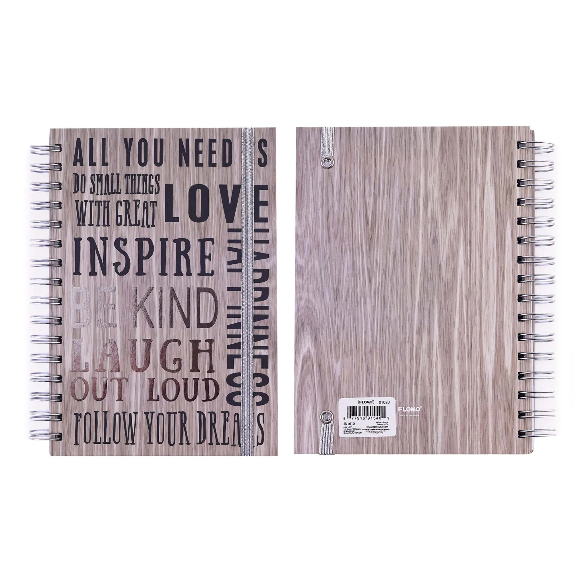 160 Sht Jumbo Spiral Hot Stamp Journal, Live Life Inspired, 8.5"X6.25", 2 Designs