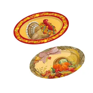 18" Oval Serving Dish For Turkey/Pumpkin, 2 Designs