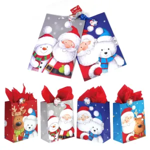 2Pk Extra Large Friends Of Santa Printed Bag, 4 Designs