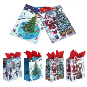 2Pk Extra Large Snowy Christmastime Printed Bag, 4 Designs