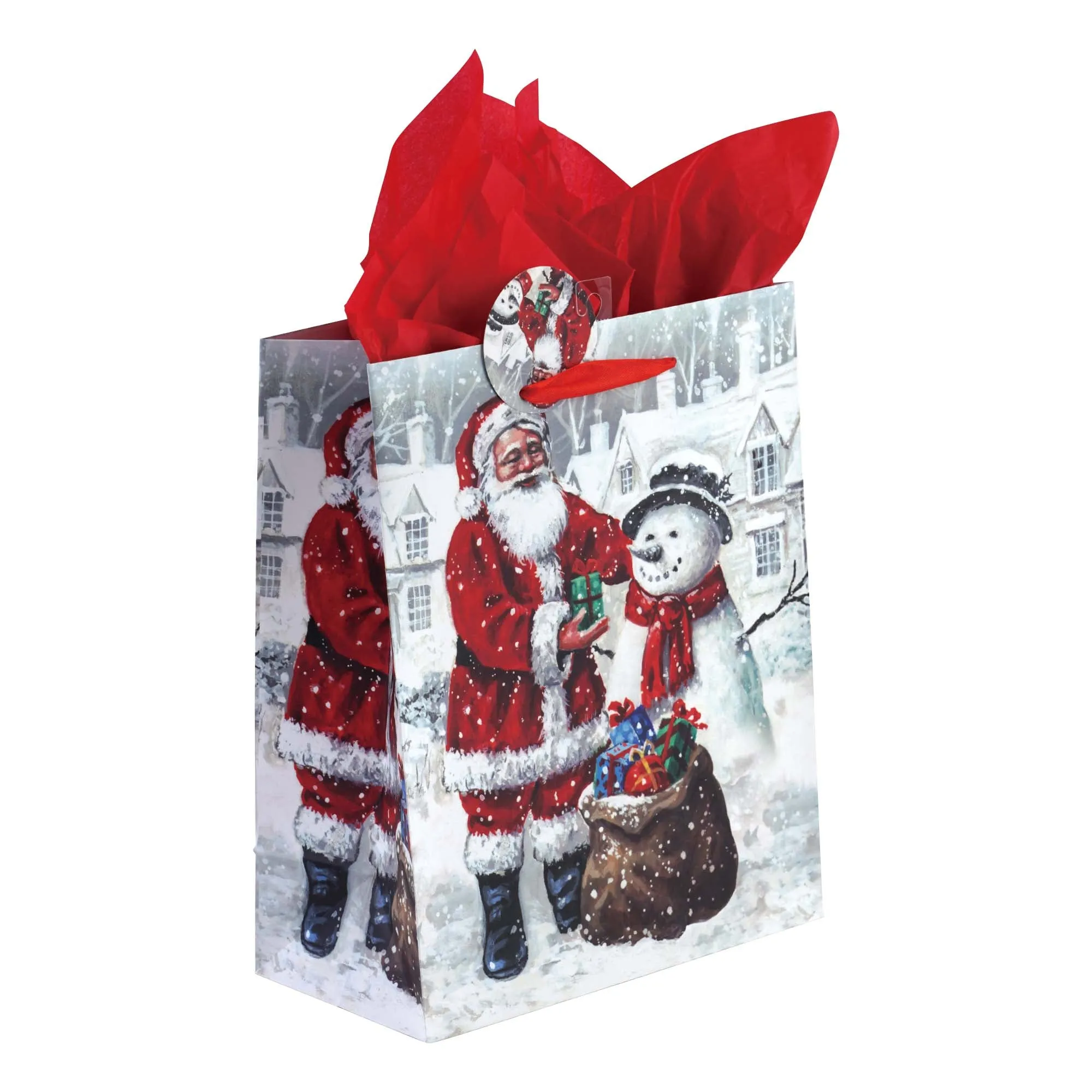 2Pk Extra Large Snowy Christmastime Printed Bag, 4 Designs