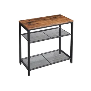 3-Tier Slim End Table with Engineered Wood and Mesh Shelves