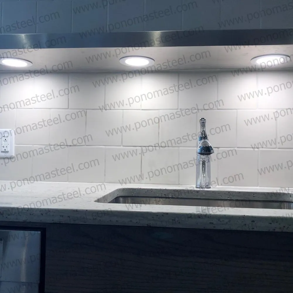 48"x12"x2.0" (cm.121.9x30.5x5.1) brushed stainless floating shelf with 2 LED lights