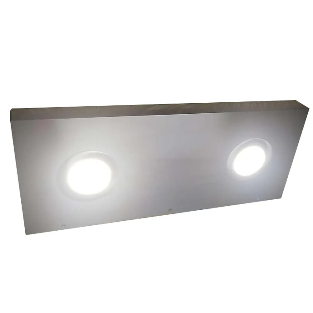 48"x12"x2.0" (cm.121.9x30.5x5.1) brushed stainless floating shelf with 2 LED lights