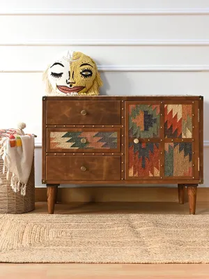 ACCENT CHEST OF DRAWERS - KILIM AND LEATHER