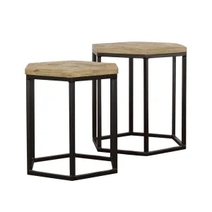 Adger 2-piece Hexagon Nesting Tables Natural and Black