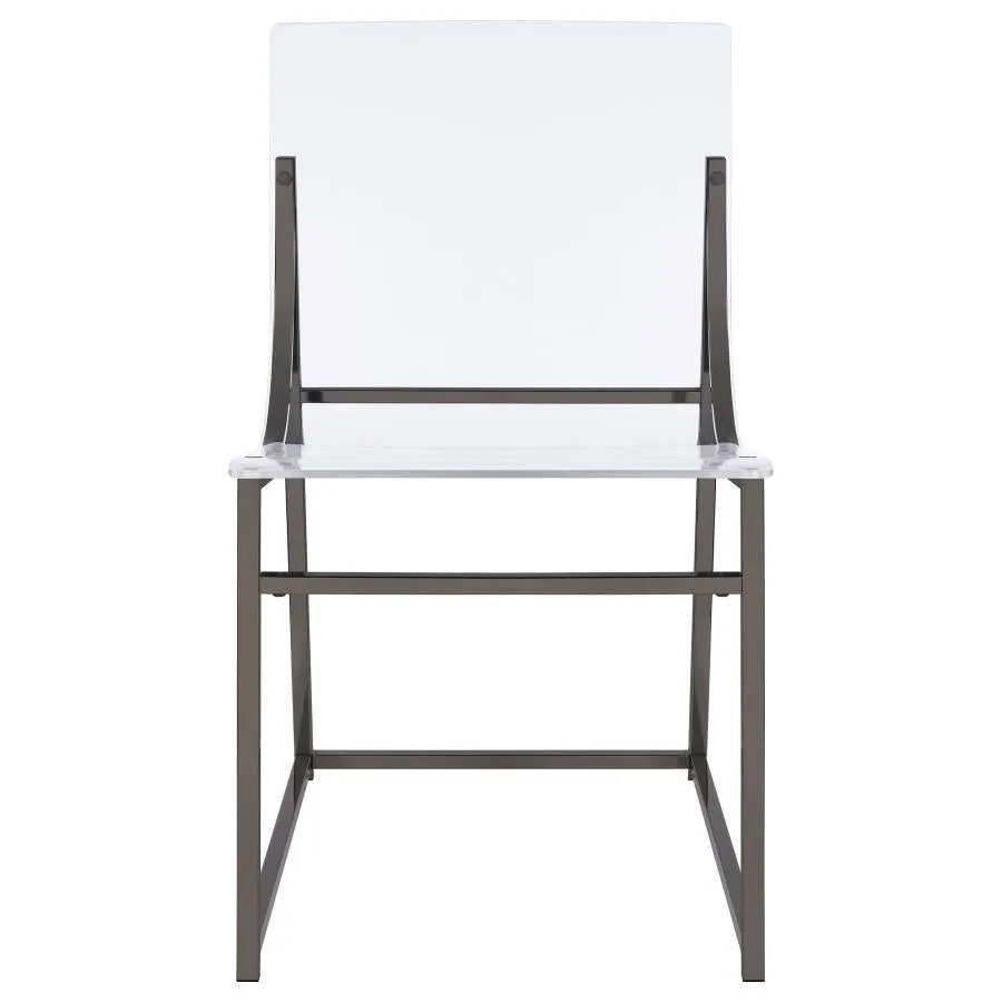 Adino Acrylic Dining Side Chair Clear and Black Nickel (Set of 2)