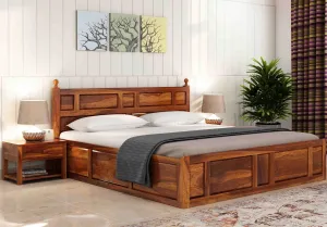 Advin Sheesham Wood Bed with Box Storage