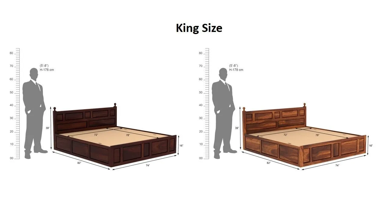 Advin Sheesham Wood Bed with Box Storage