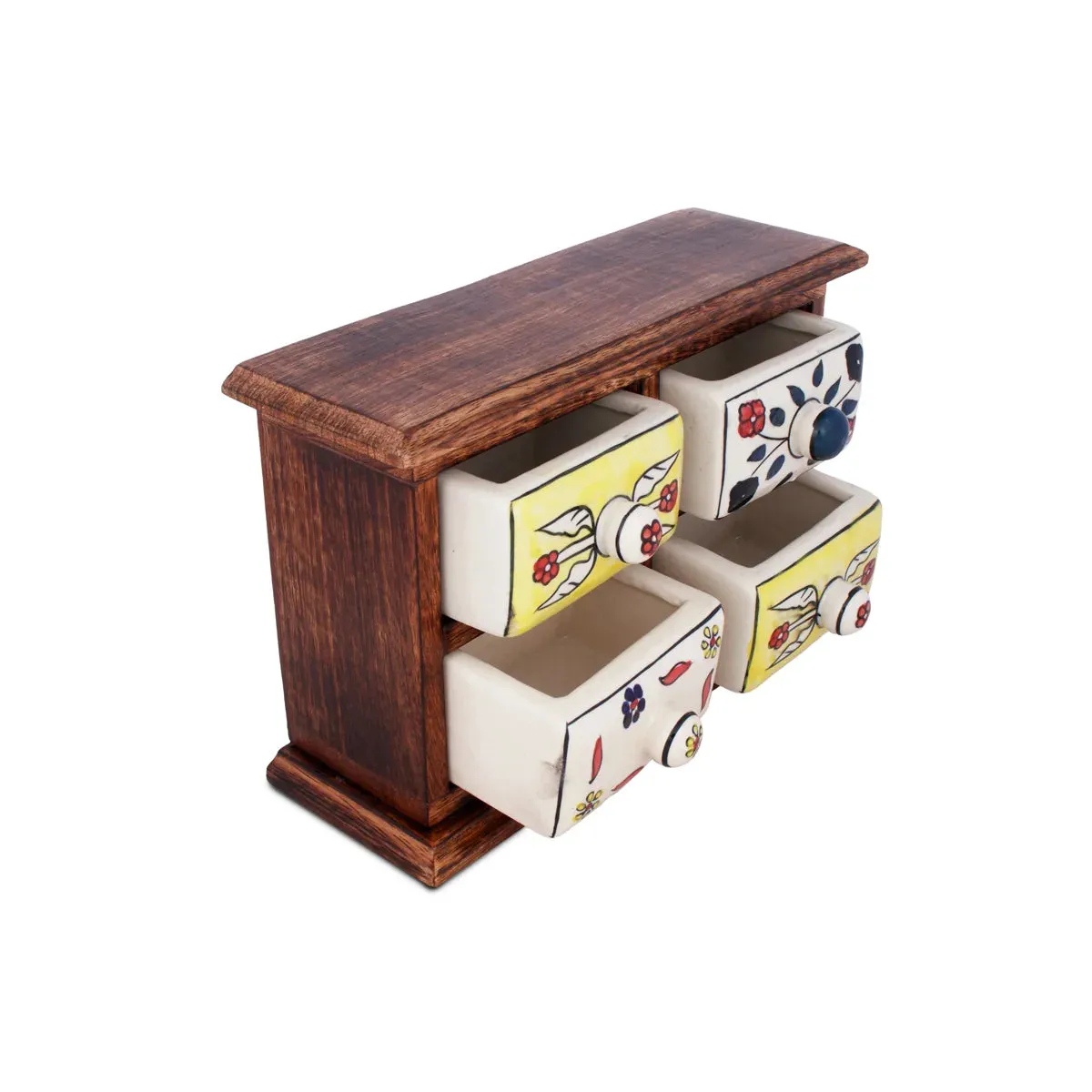 Almirah with 4 Drawer - 10 x 6 Inches | Mini Wooden Box/ Storage Box for Home