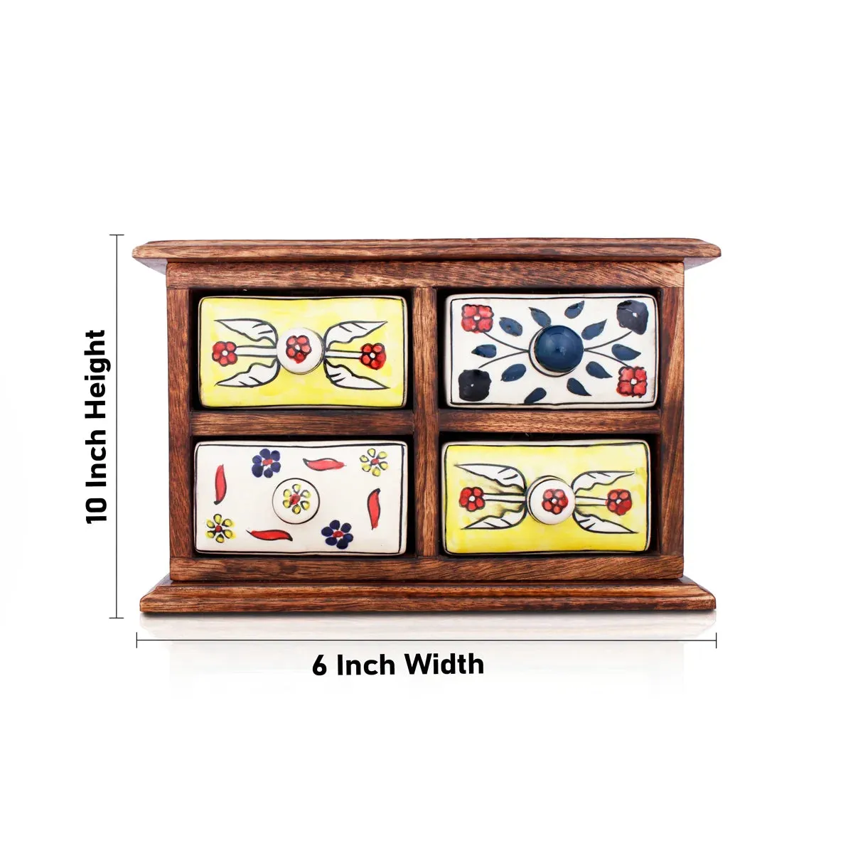 Almirah with 4 Drawer - 10 x 6 Inches | Mini Wooden Box/ Storage Box for Home