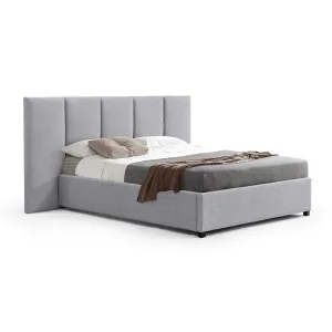 Amado Queen Sized Bed Frame - Spec Grey with Storage