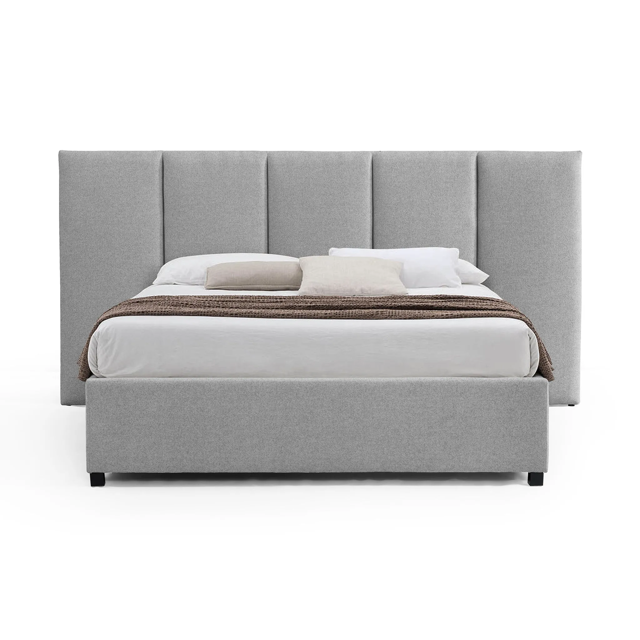 Amado Queen Sized Bed Frame - Spec Grey with Storage