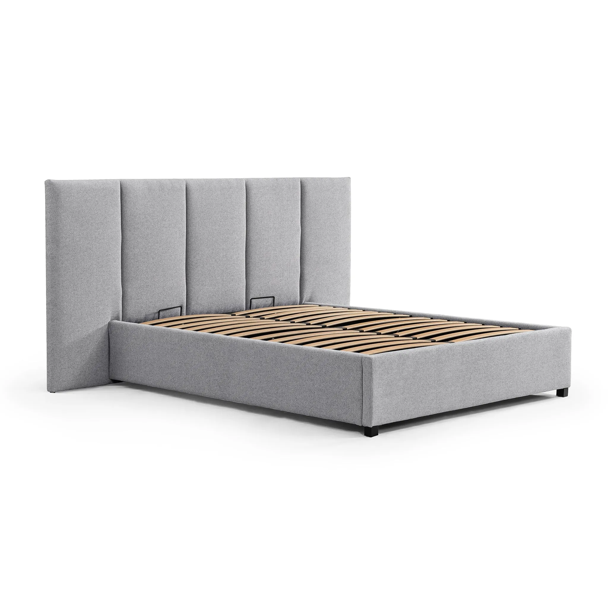 Amado Queen Sized Bed Frame - Spec Grey with Storage