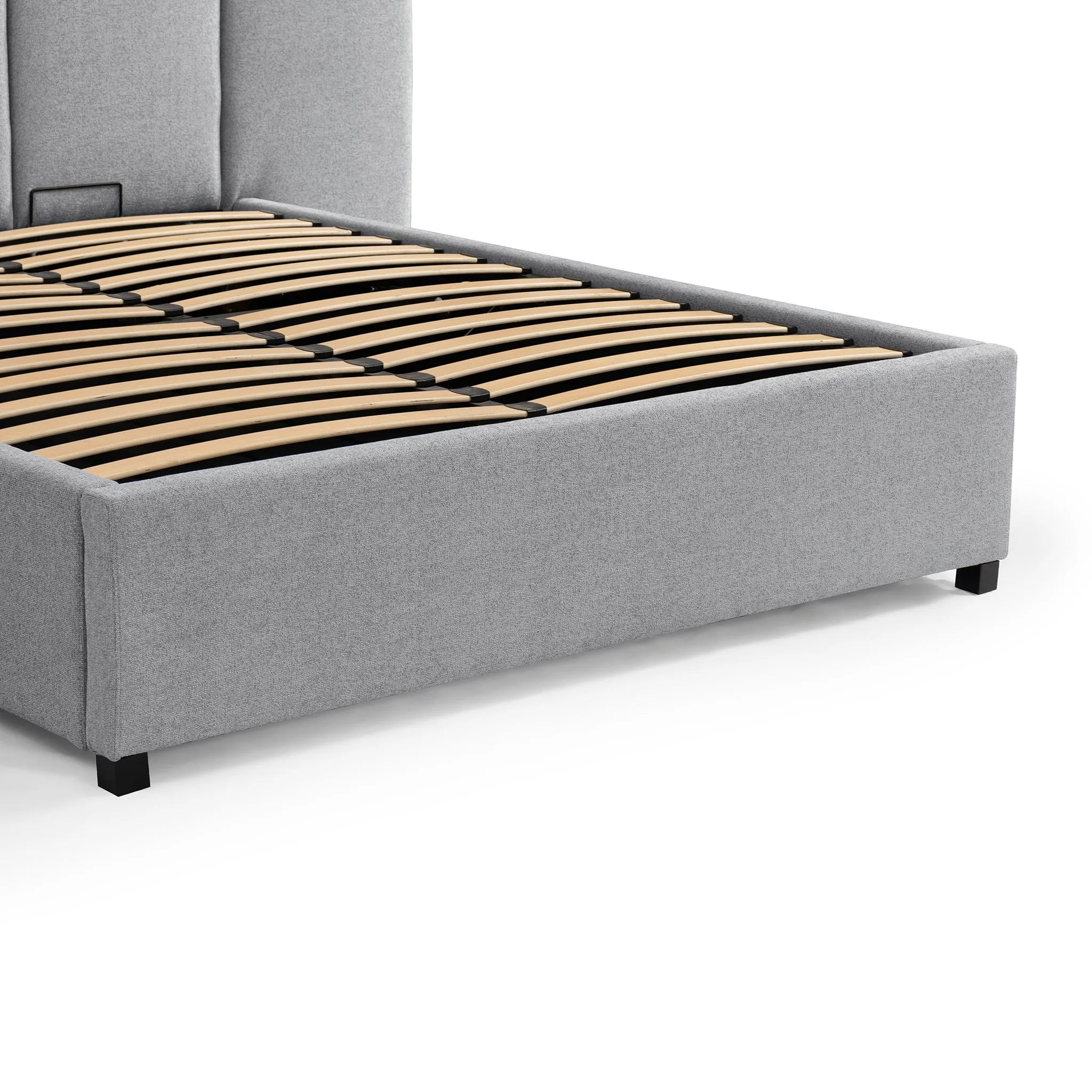 Amado Queen Sized Bed Frame - Spec Grey with Storage