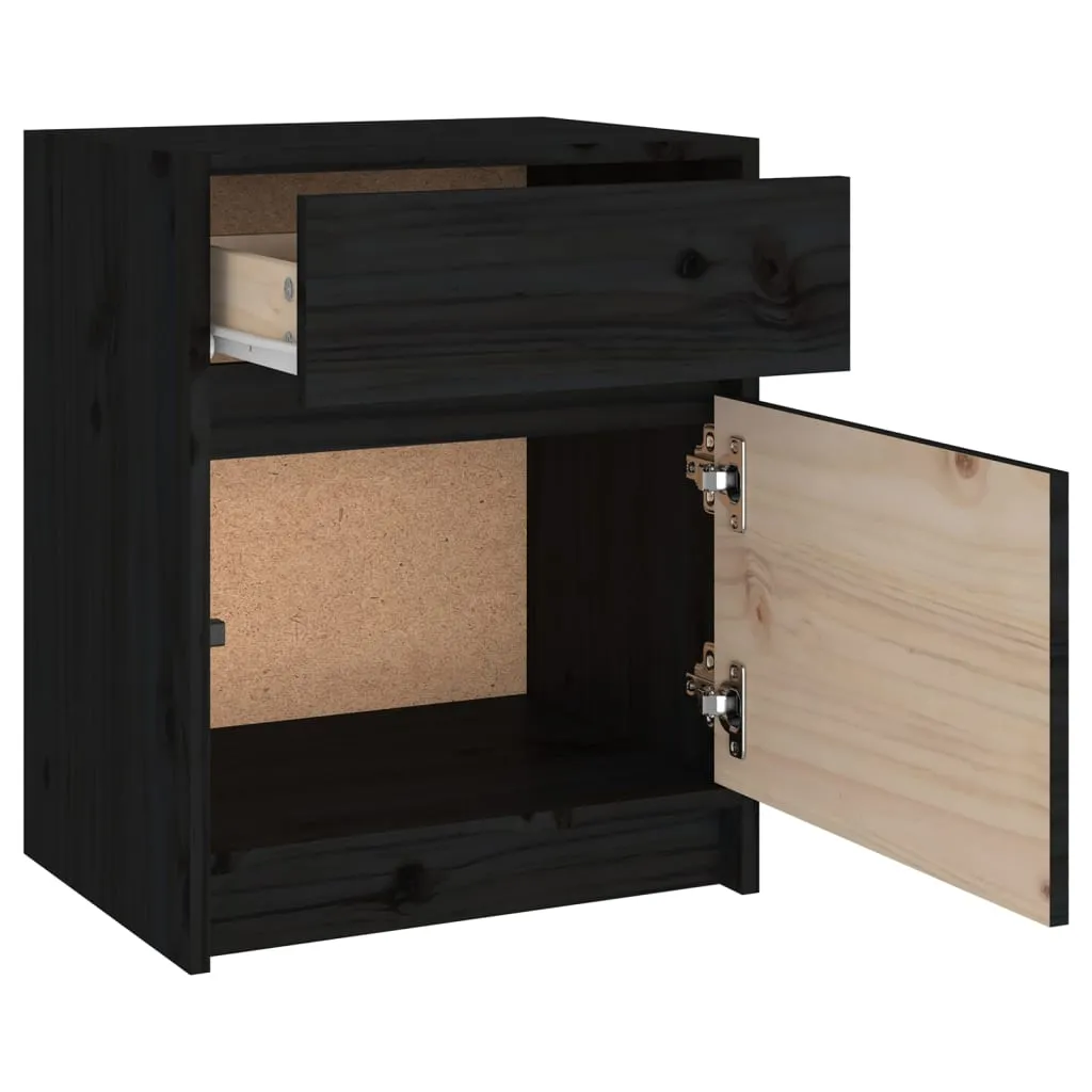 Bedside Cabinets 2 pcs Black 40x31x50 cm Solid Pinewood