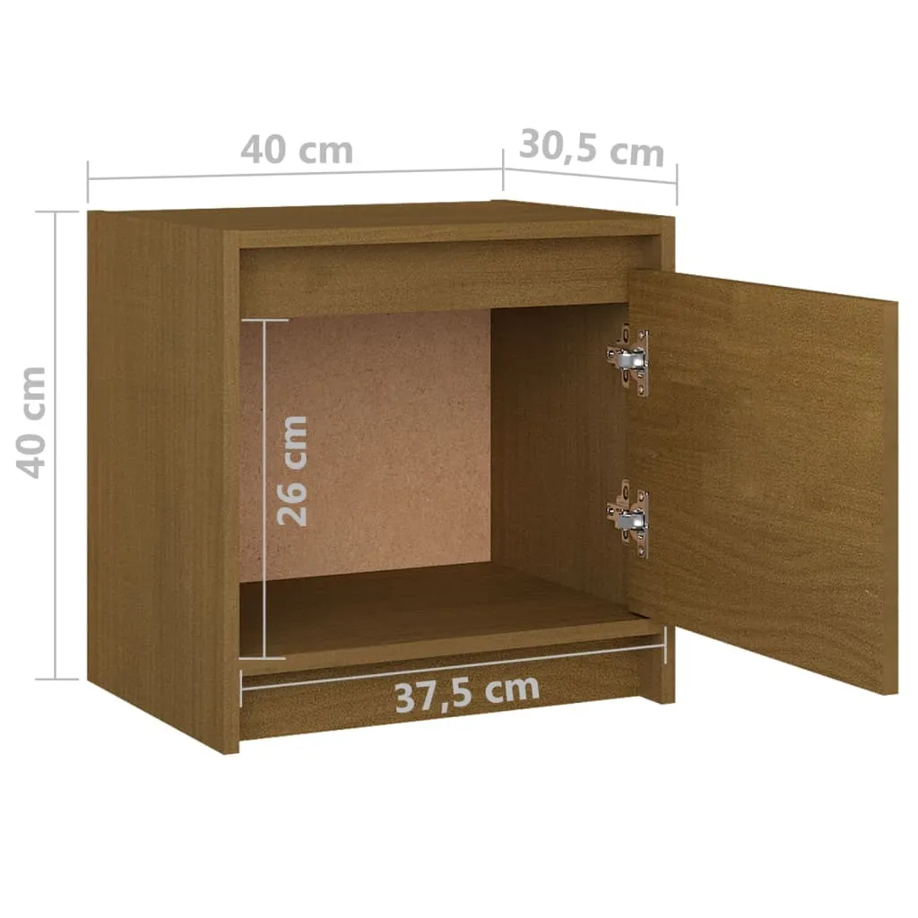 Bedside Cabinets 2 pcs Honey Brown 40x30.5x40 cm Solid Pinewood