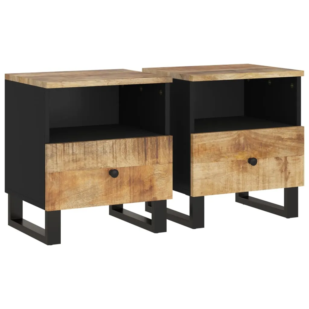 Bedside Cabinets 2 pcs Solid Wood Mango&Engineered Wood