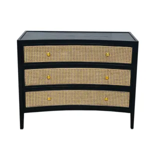 Black Curved Chest with Cane Drawers