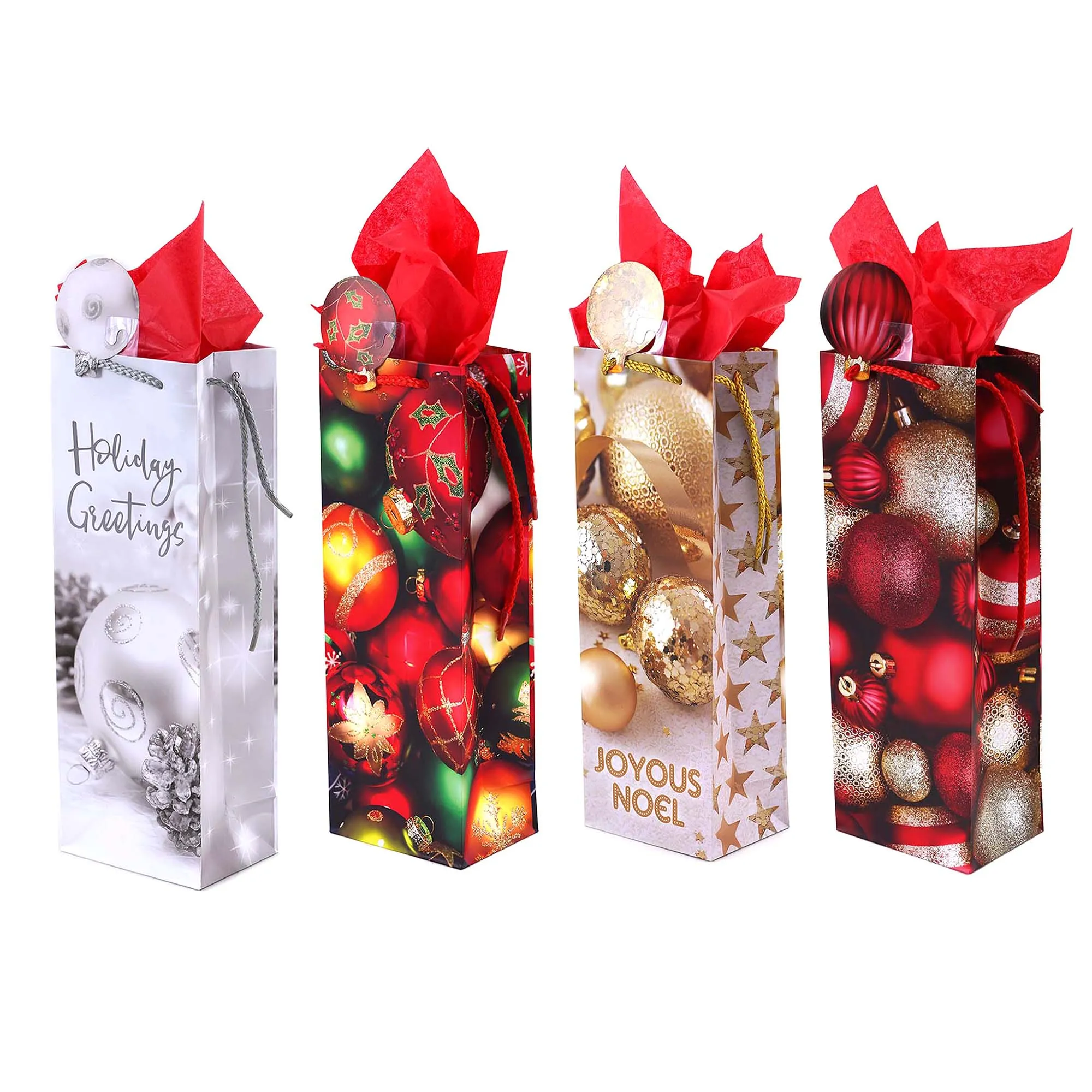 Bottle Photo Christmas Ornaments Printed Bag, 4 Designs