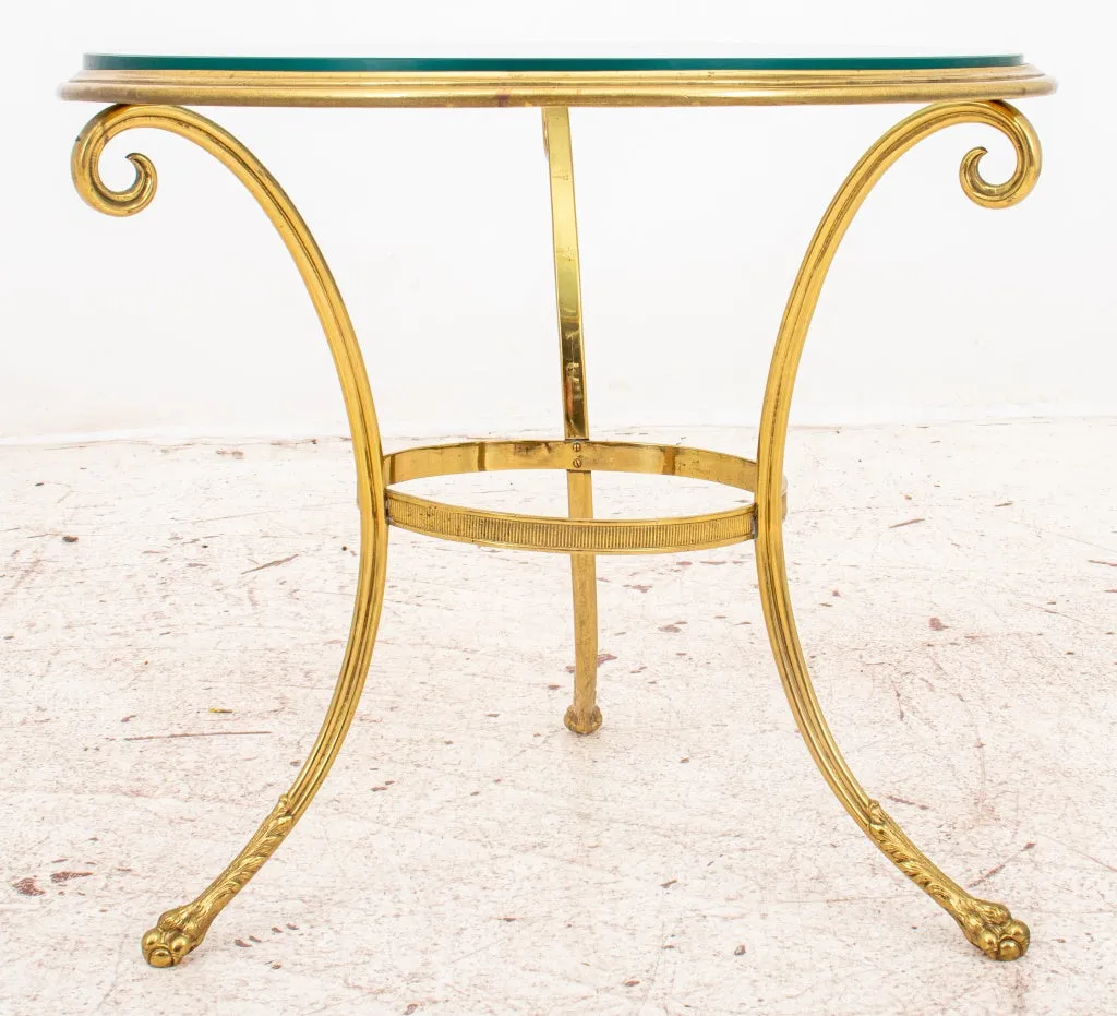 Brass and Glass Gueridon Side Table