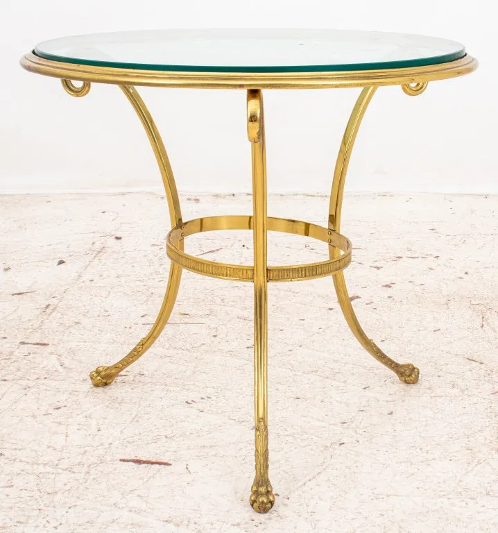 Brass and Glass Gueridon Side Table