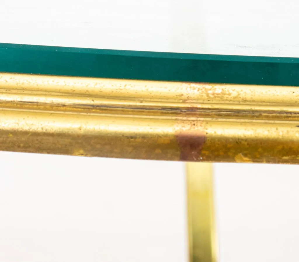 Brass and Glass Gueridon Side Table