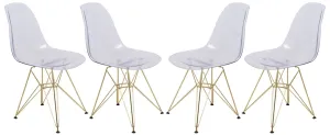 Cresco Molded Plastic Dining Chair with Gold Eifel Base Set of 4