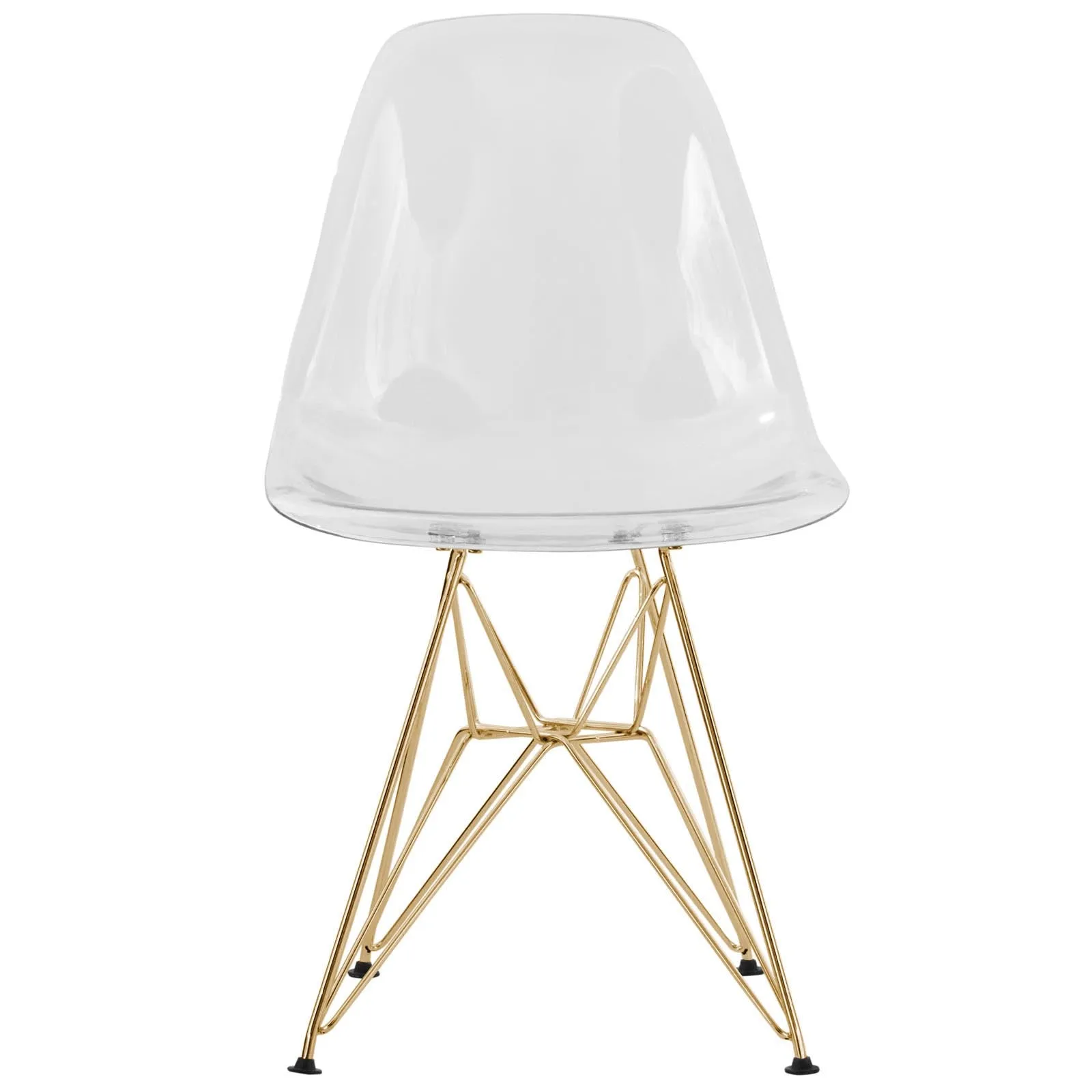 Cresco Molded Plastic Dining Chair with Gold Eifel Base Set of 4