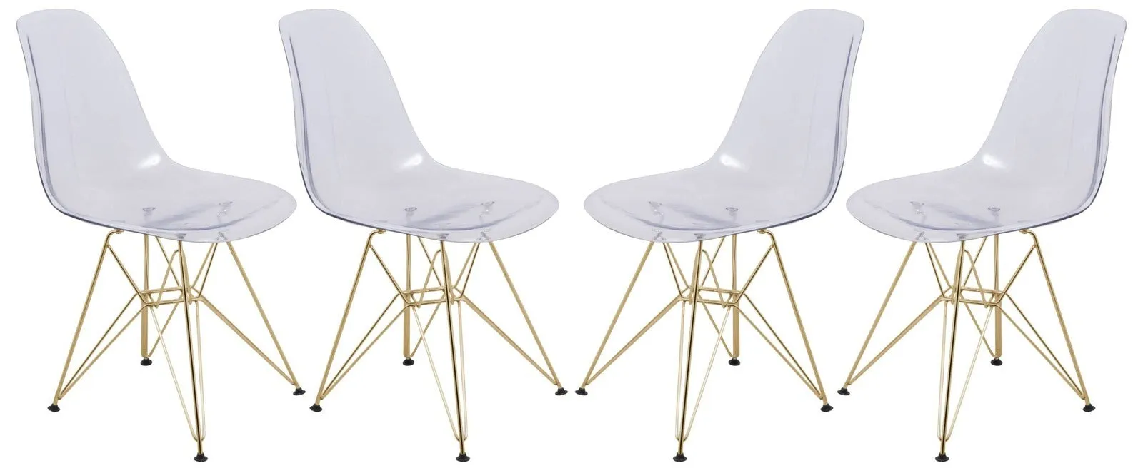 Cresco Molded Plastic Dining Chair with Gold Eifel Base Set of 4