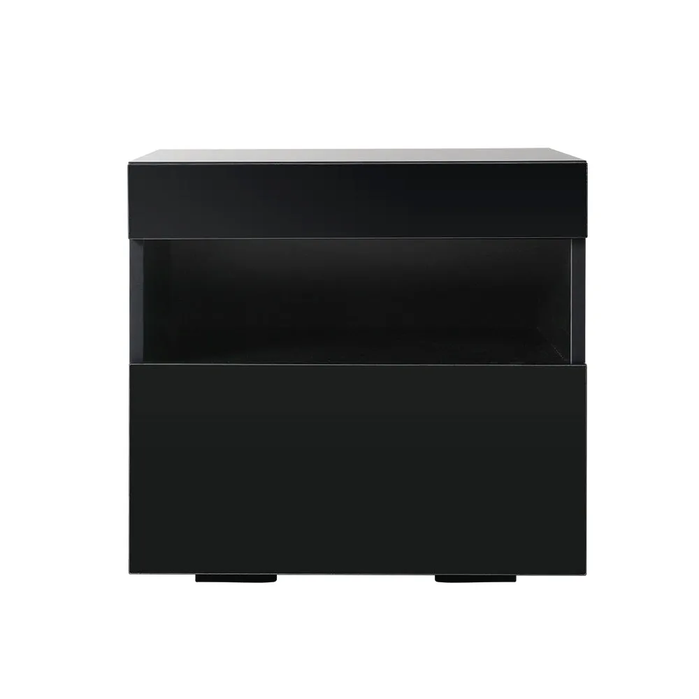 Customisable LED Bedside Table, Drawers & Shelf - Artiss