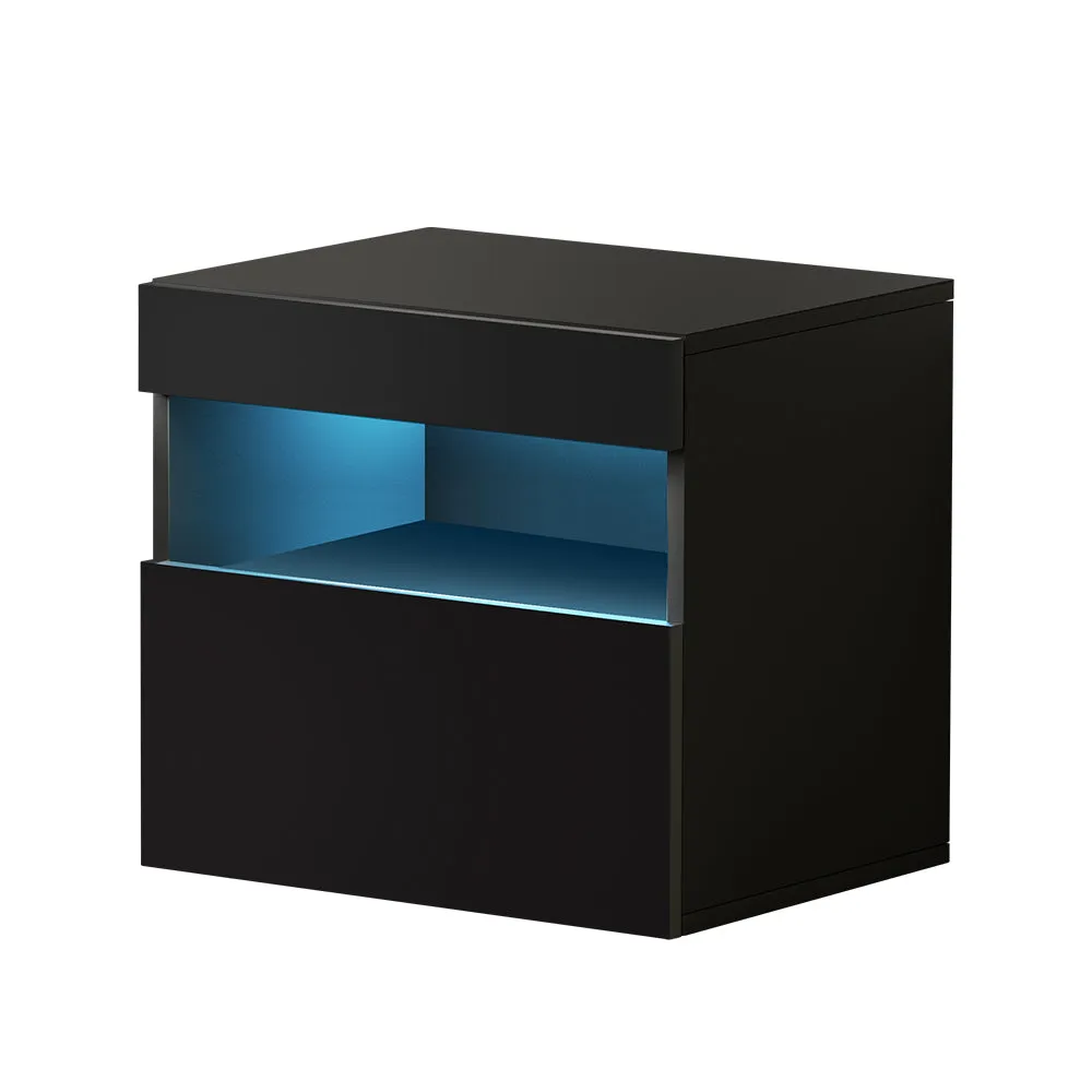 Customisable LED Bedside Table, Drawers & Shelf - Artiss