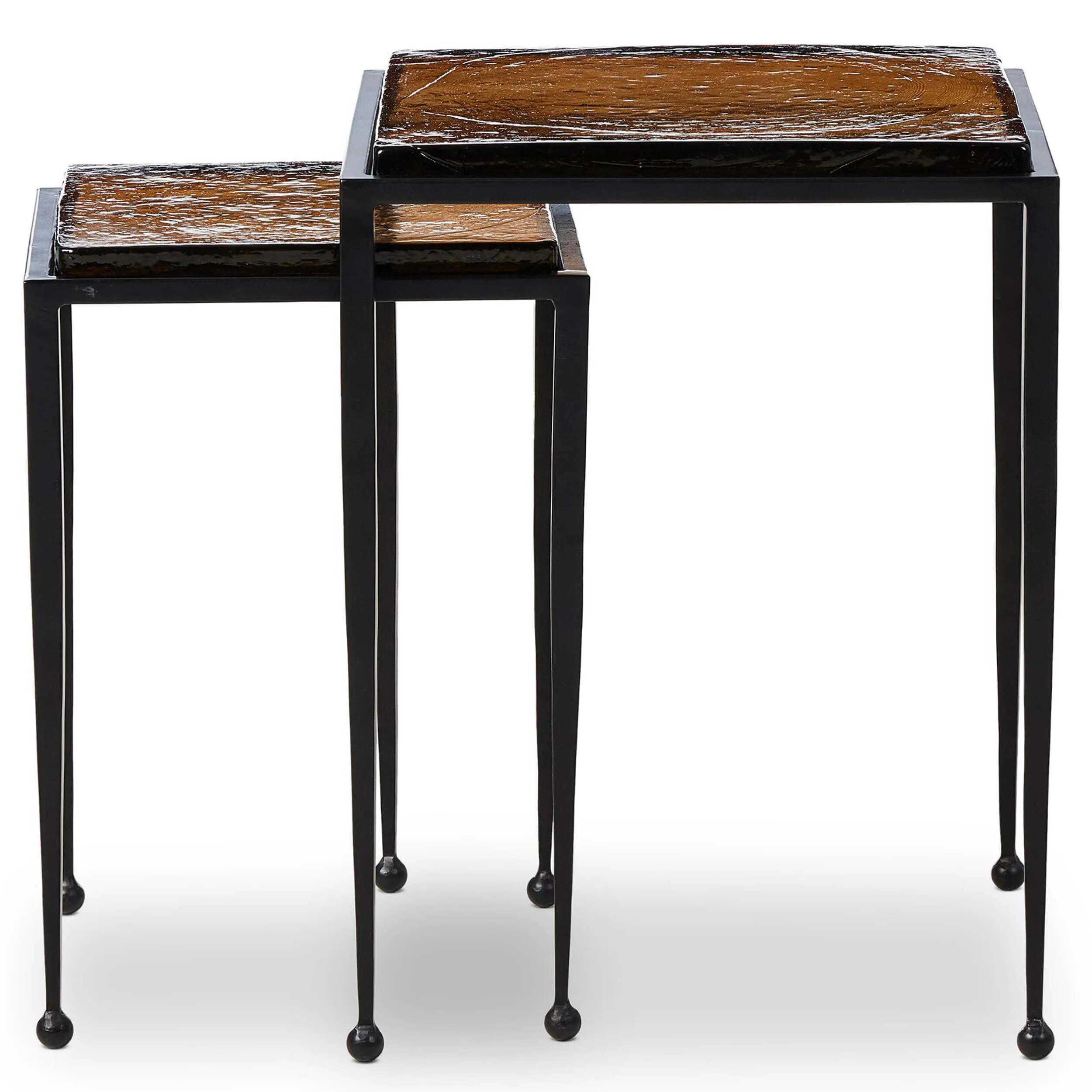 Dalston Nesting End Tables, Amber Cast Glass