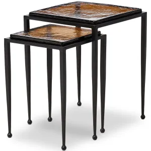 Dalston Nesting End Tables, Amber Cast Glass