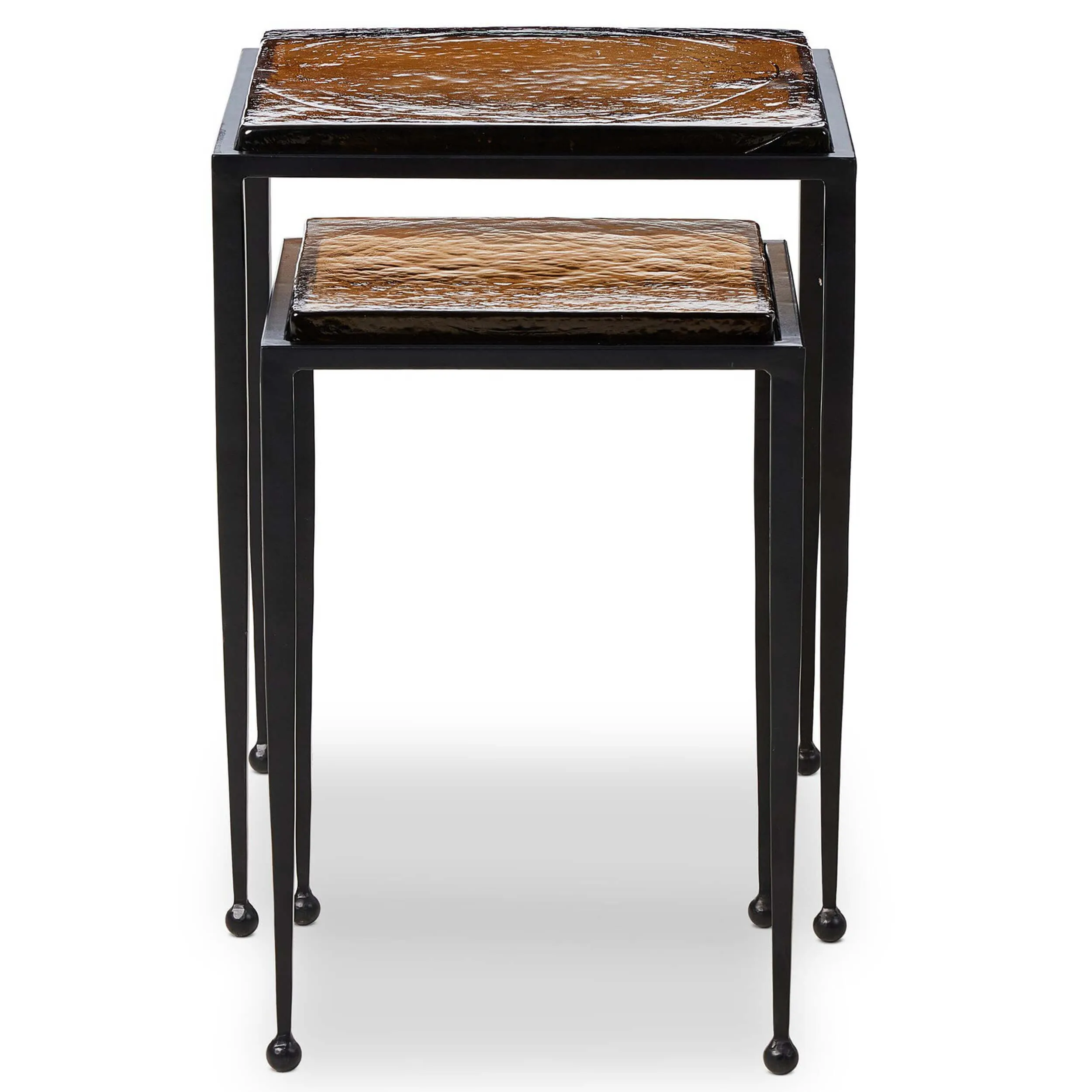 Dalston Nesting End Tables, Amber Cast Glass