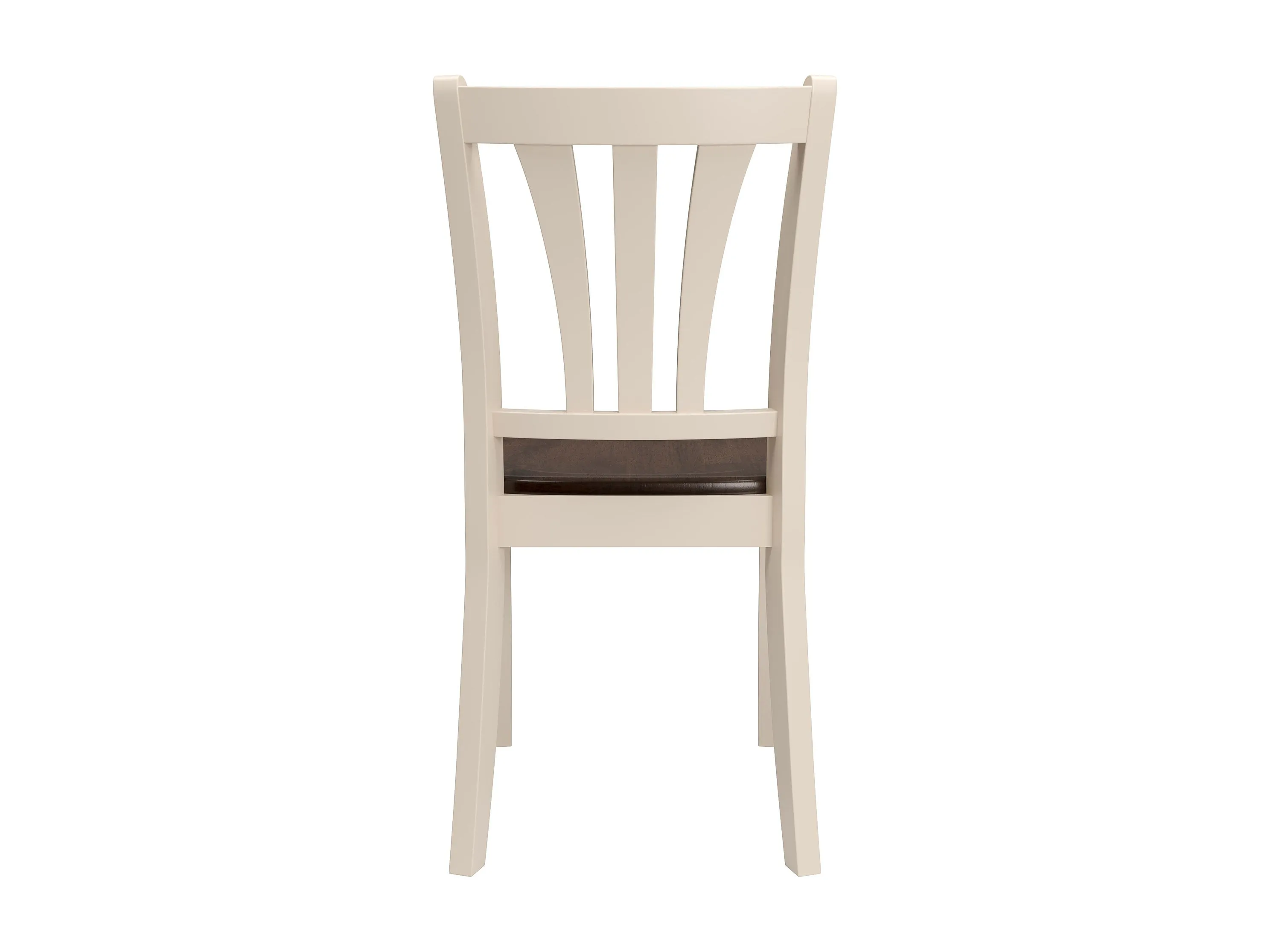 Dark Brown and Cream Solid Wood Dining Chairs, Set of 2