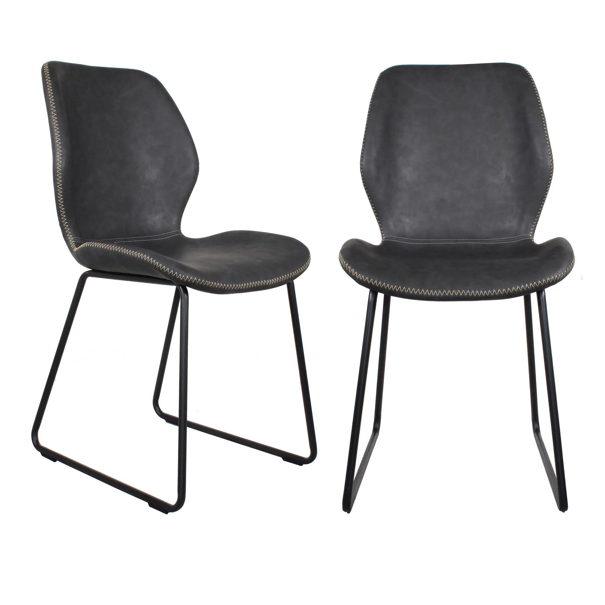 Denver Dining Chair with Black Legs - Set of 2 Chairs