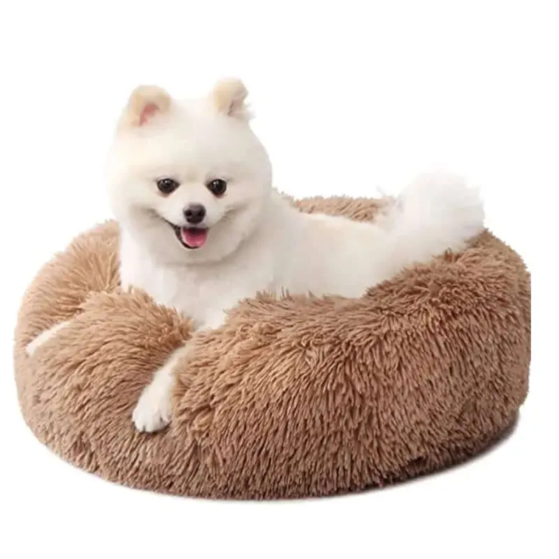 Donut Nest Pet Bed - Calming Mat for Cats and Dogs (Brown)