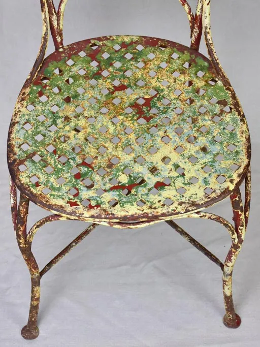 Early 20th Century French Heart-Back Garden Chair with Original Patina