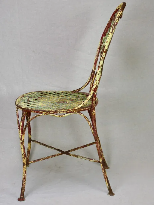 Early 20th Century French Heart-Back Garden Chair with Original Patina