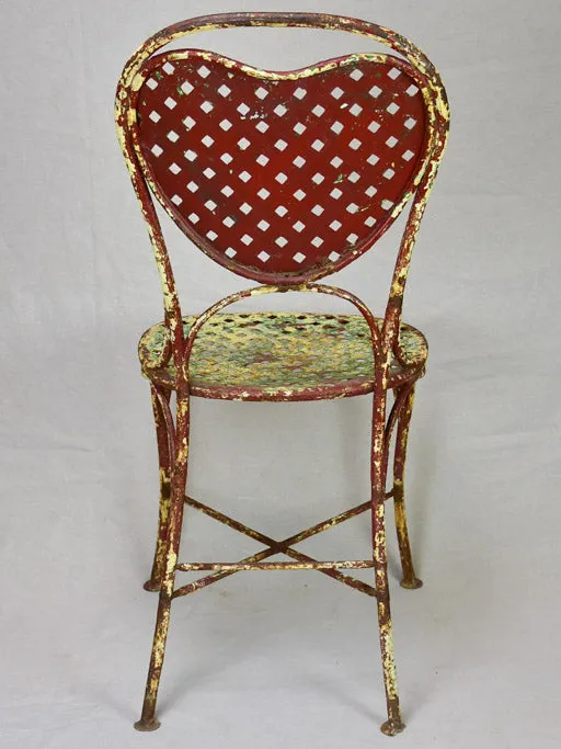 Early 20th Century French Heart-Back Garden Chair with Original Patina