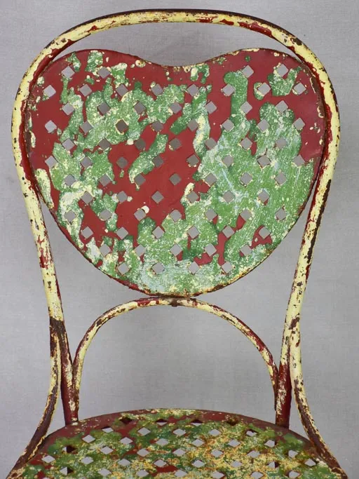 Early 20th Century French Heart-Back Garden Chair with Original Patina