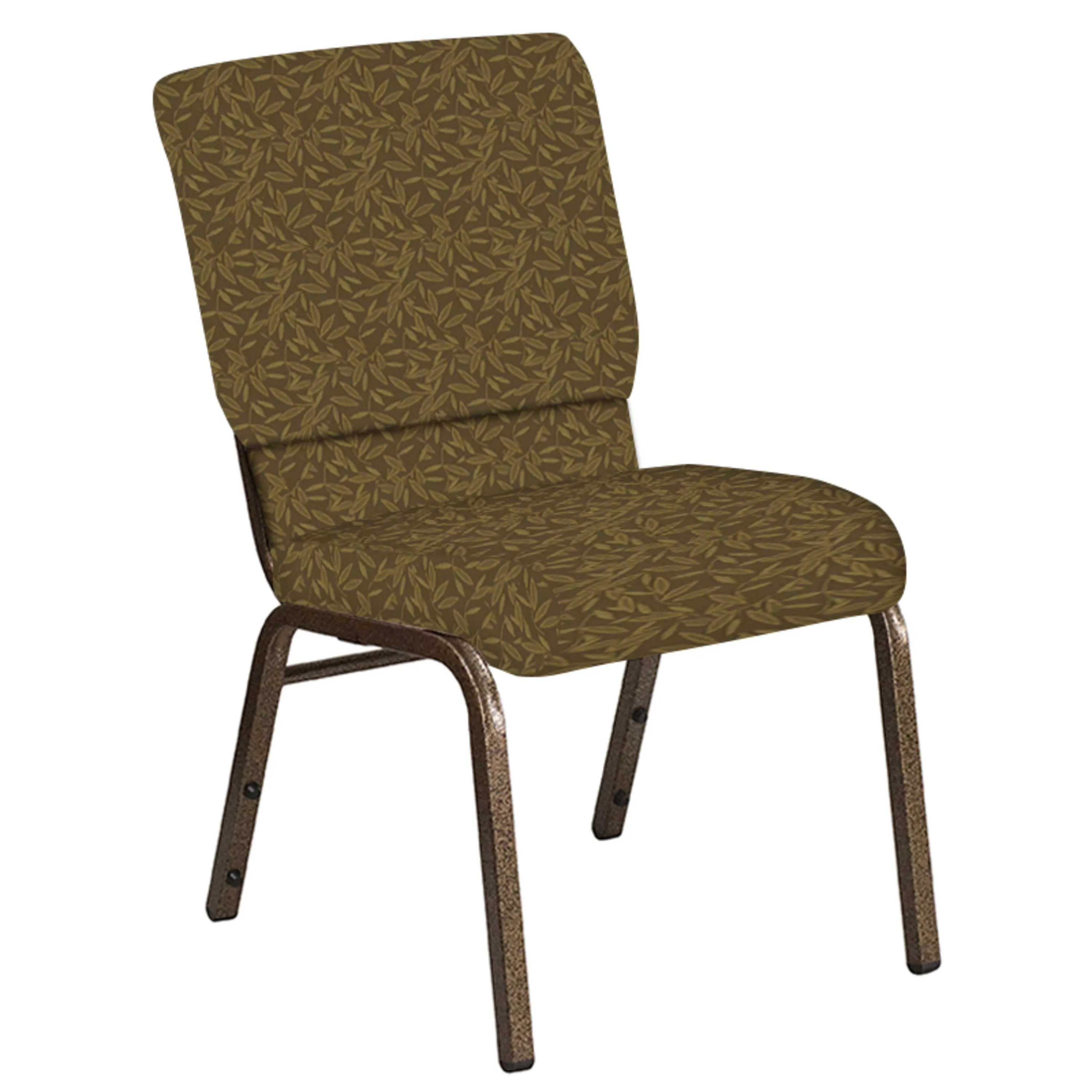 Embroidered 18.5''W Church Chair in Jasmine Fabric - Gold Vein Frame