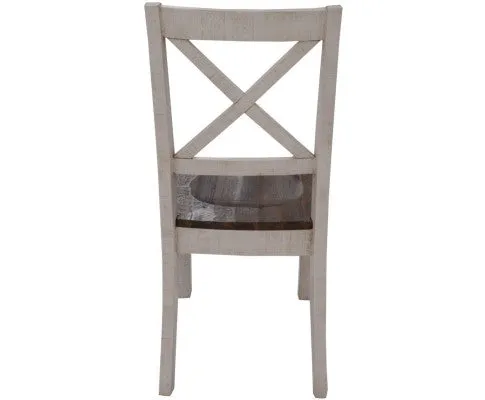 Erica X-Back Dining Chair Set of 4 Solid Acacia Timber Wood Hampton Brown White