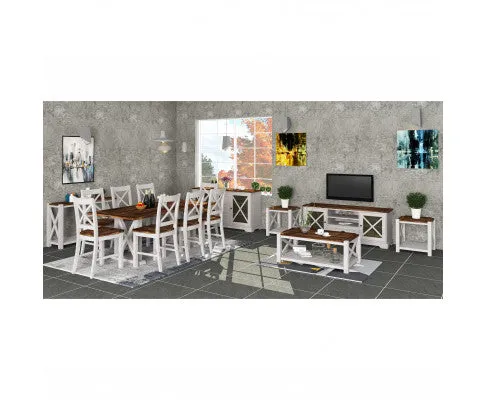 Erica X-Back Dining Chair Set of 4 Solid Acacia Timber Wood Hampton Brown White