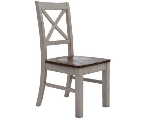 Erica X-Back Dining Chair Set of 4 Solid Acacia Timber Wood Hampton Brown White