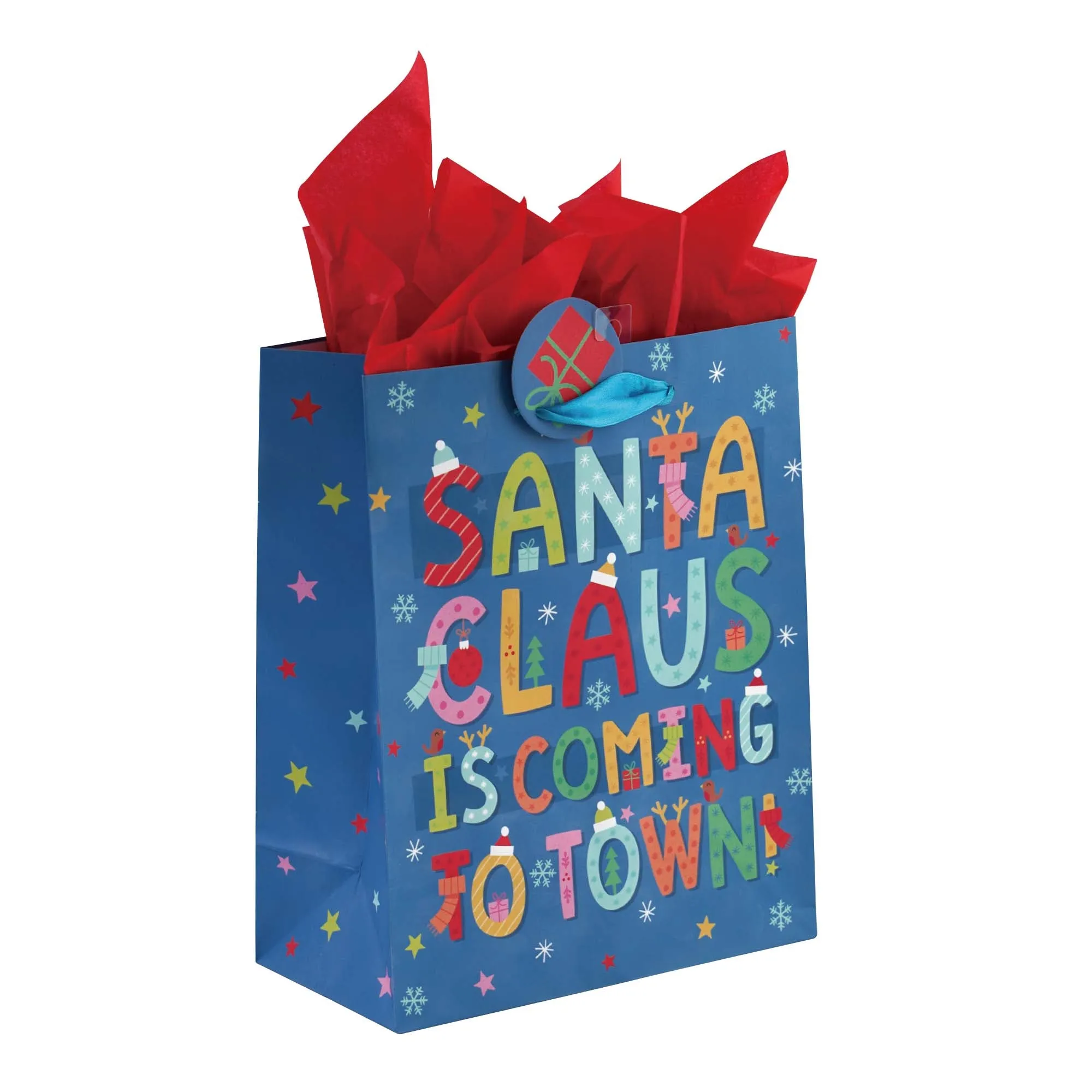 Extra Large Santa'S Typography Printed Bag, 4 Designs