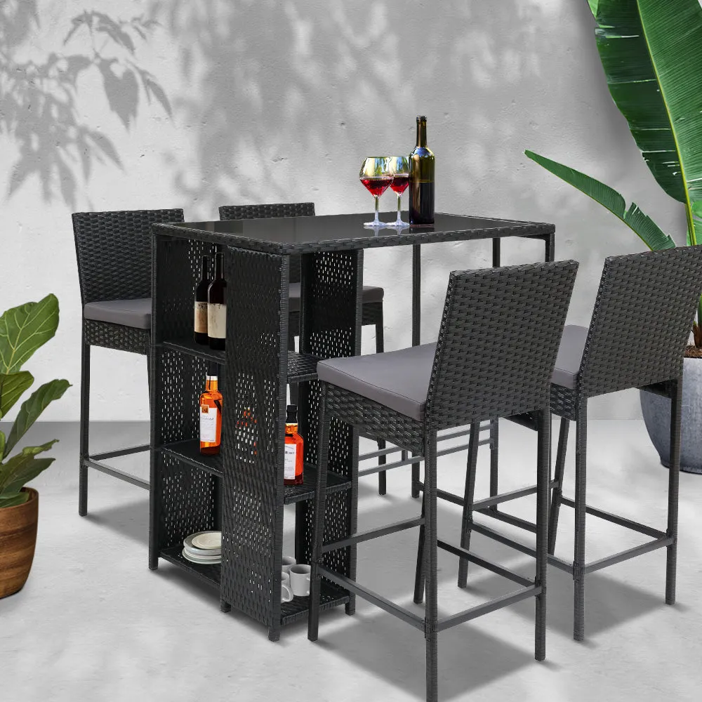 Gardeon Outdoor Bar Set Table Stools Furniture Wicker 5PCS