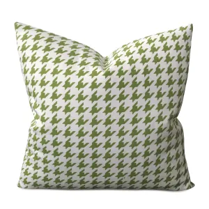 Green and White Houndstooth Throw Pillow Cover 17x17