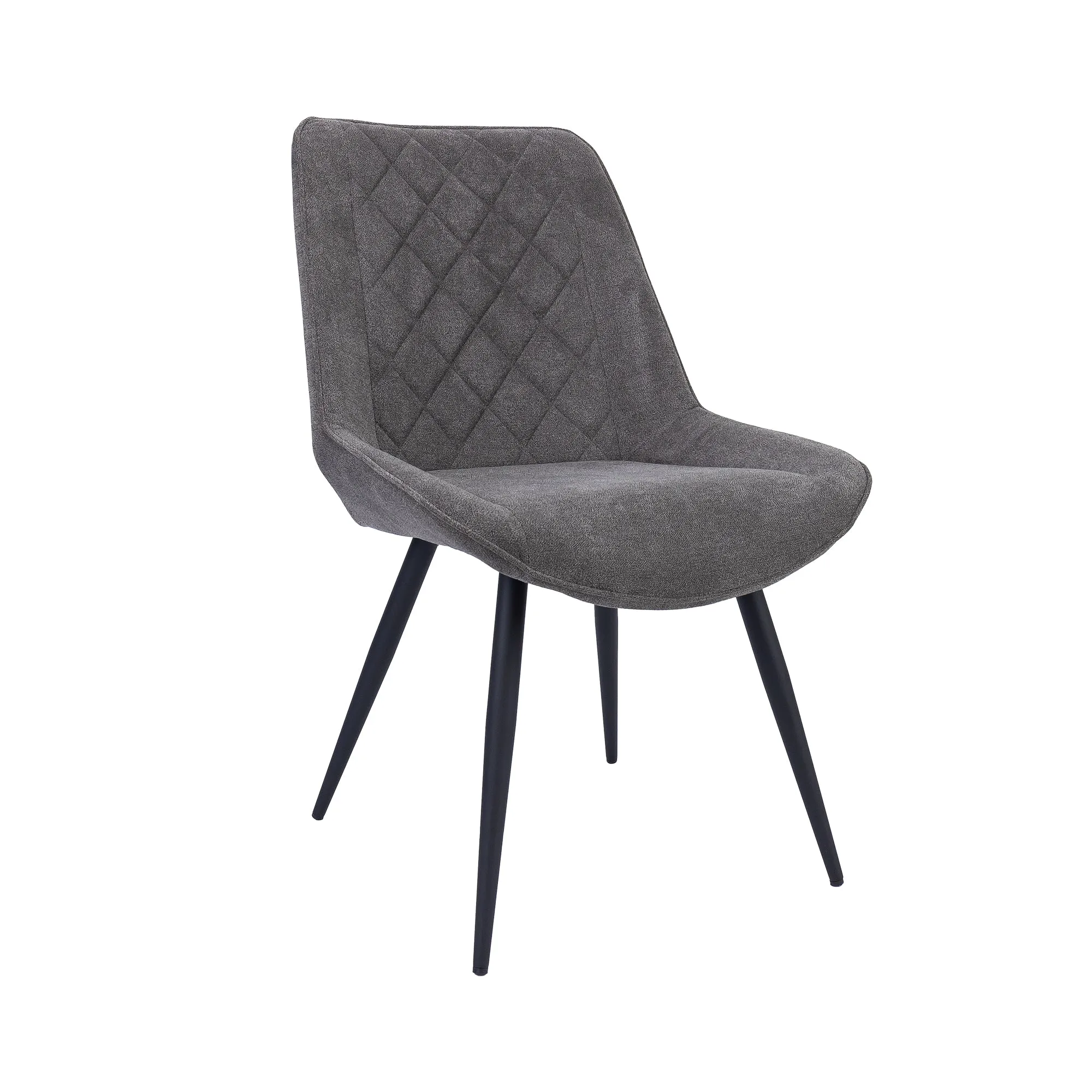 Helenium Dining Chair Set of 8 Fabric Seat with Metal Frame - Graphite